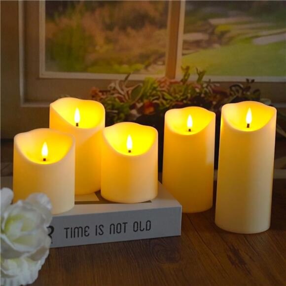 9pcs Flameless LED Candles with Remote - Realistic Ivory Plastic Home Decor - Picture 6 of 7